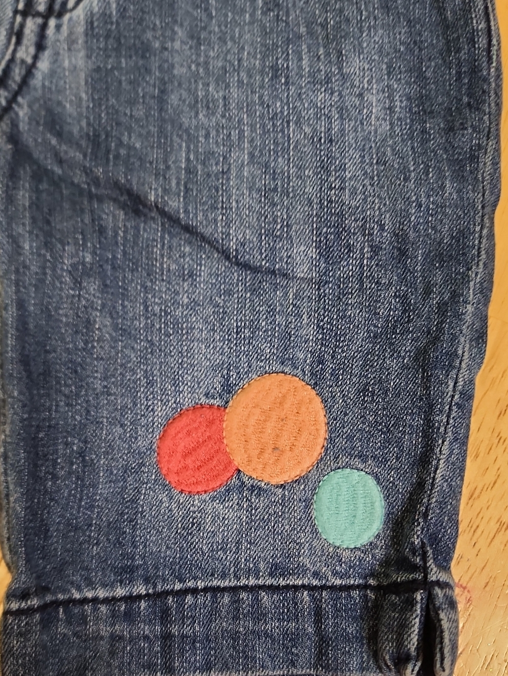 Crazy 8 Girls Dark Wash Denim Shorts Size 4 Polka Dot Appliqué Adjustable Waist - Picture 5 of 9